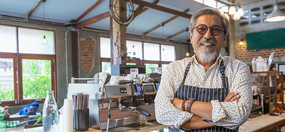 business owner in his coffee shop